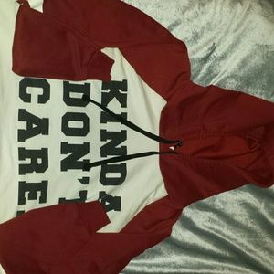 "Kinda don't care." Cropped hoodie